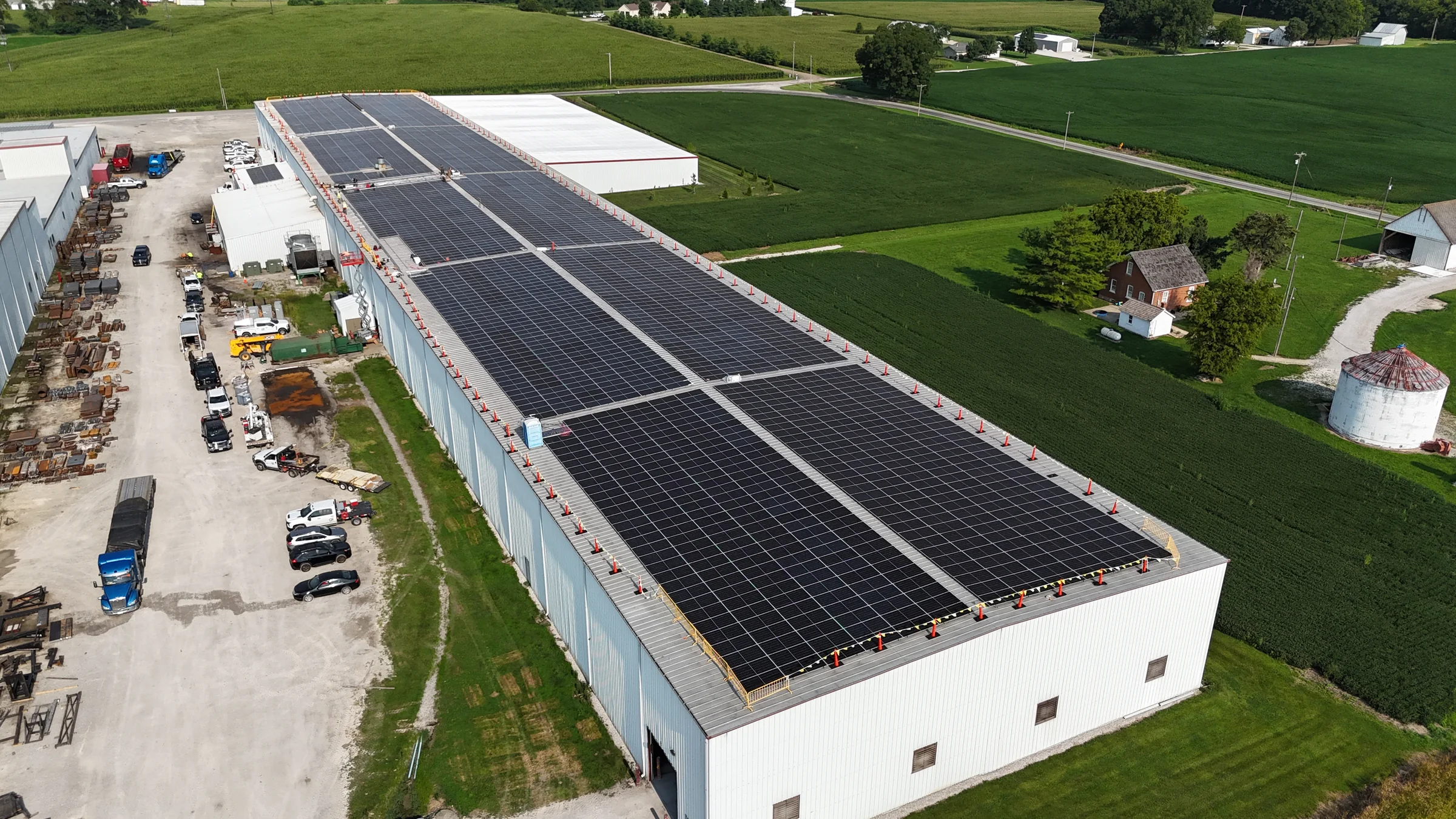 Large commercial rooftop solar array installed by the A & I team
